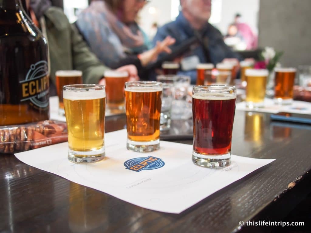 Some of the brews we tasted in Ecliptic Brewery
