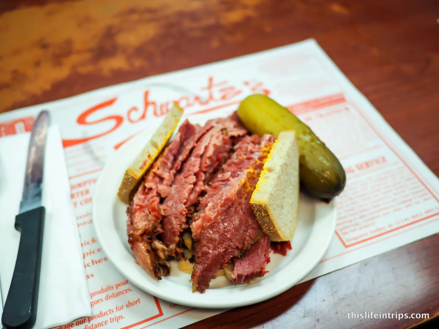Smoked meat sandwich at Schwartz Deli in Montreal