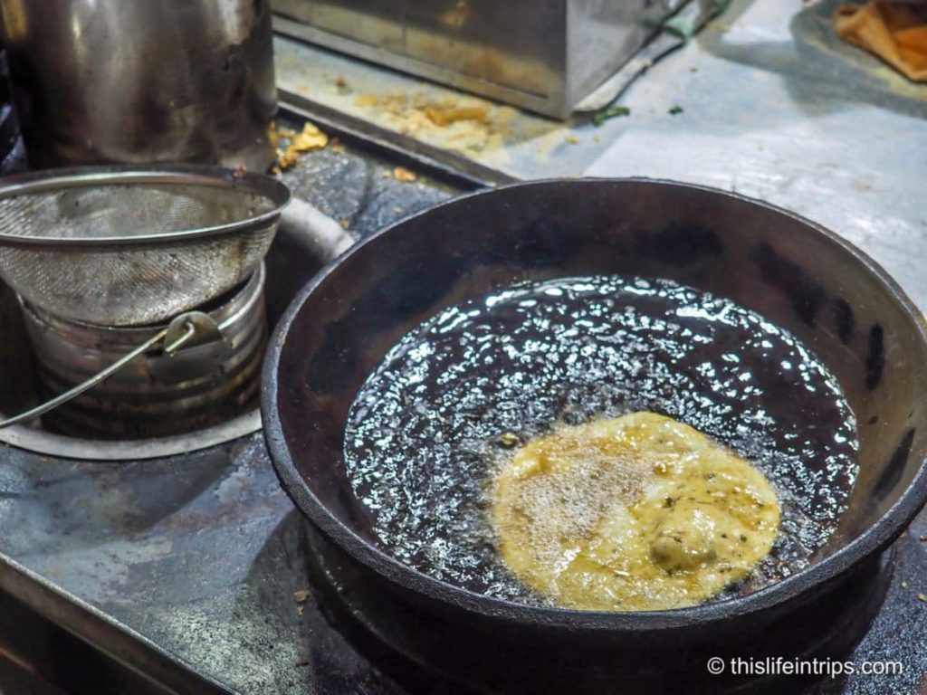 Deep fried bread in one of Delhi's street food vendor