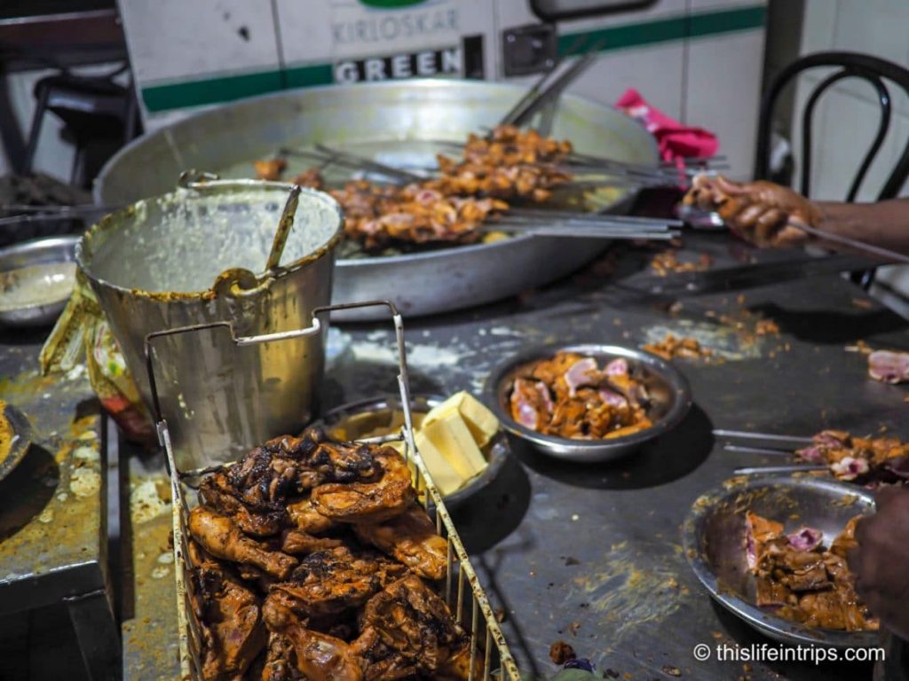 The savory goodness of Aslam's Chicken Corner in Delhi.
