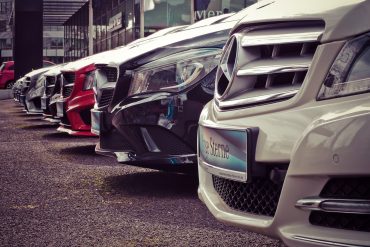 mercedes benz parked in a row