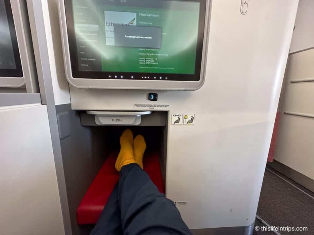 Ethiopian Airlines Airbus A350-900 Business Class seat footwell
