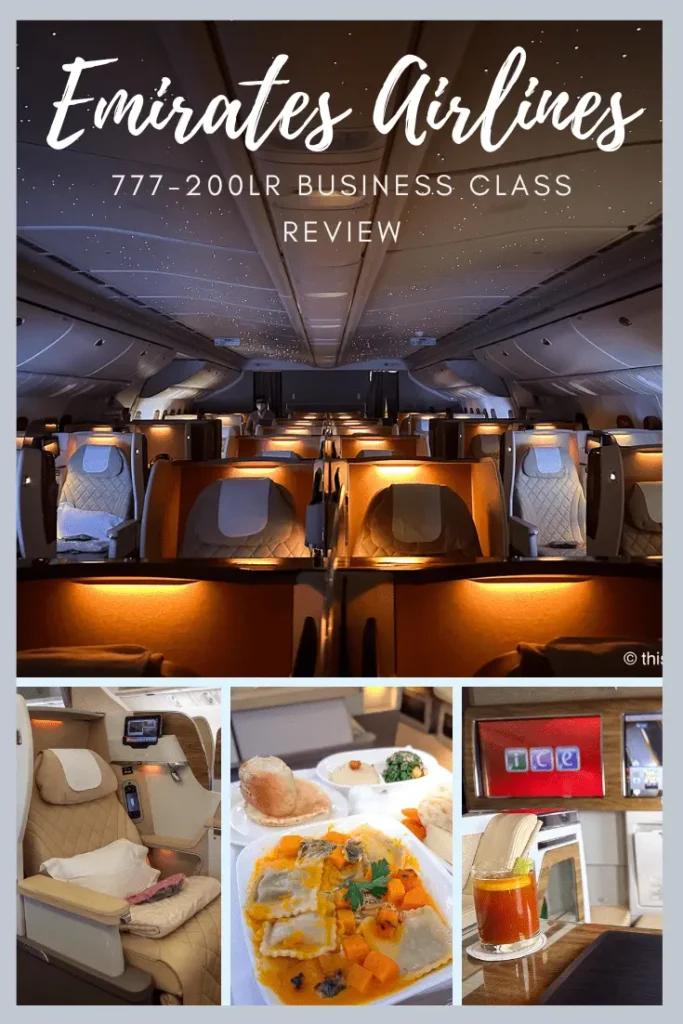 Emirates 777 Business Class pinterest image