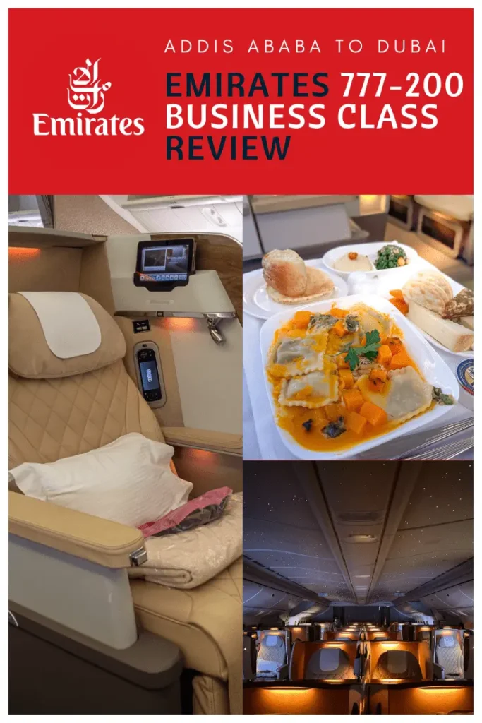 Emirates 777 Business Class pinterest image