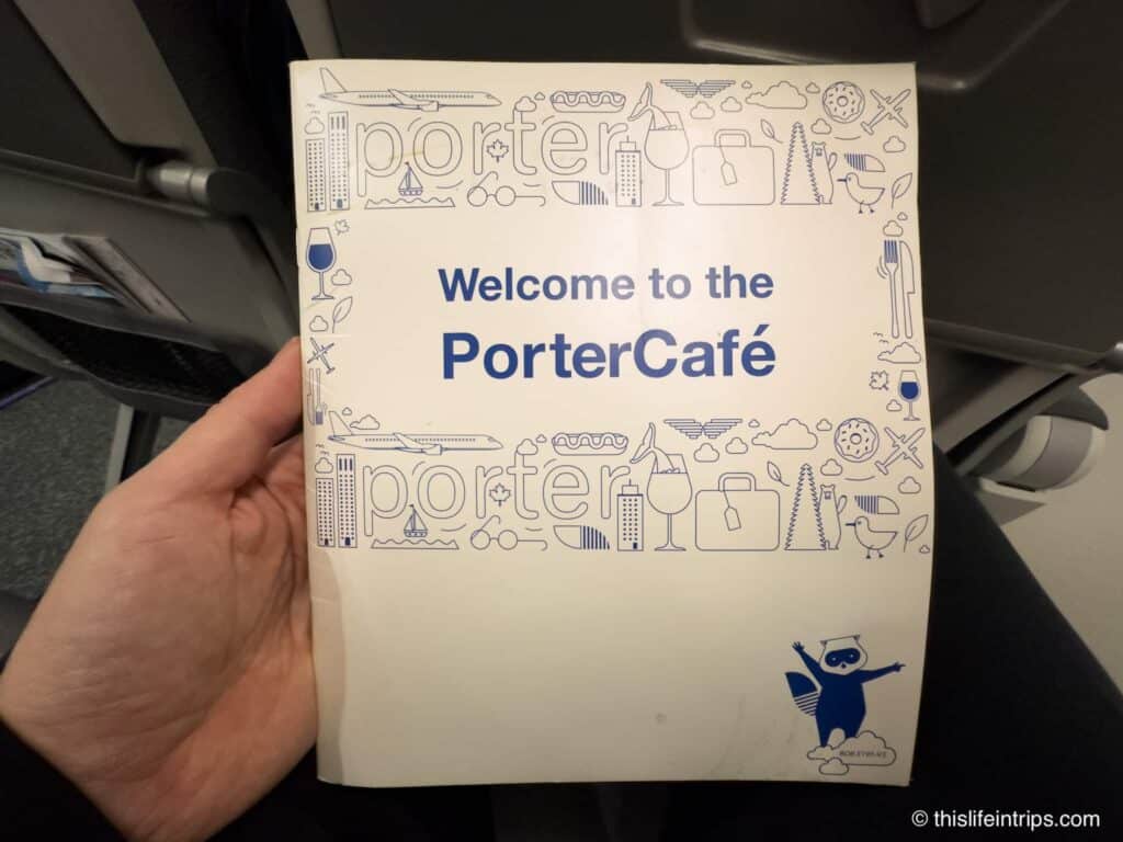 Porter Airlines menu