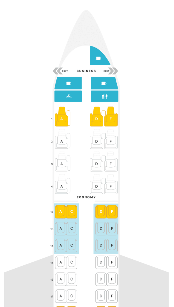 Air Canada CRJ Business Class seat map