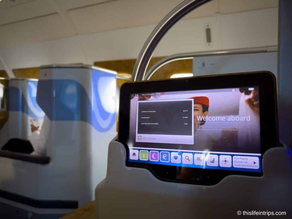Emirates A380 business class IFE tablet