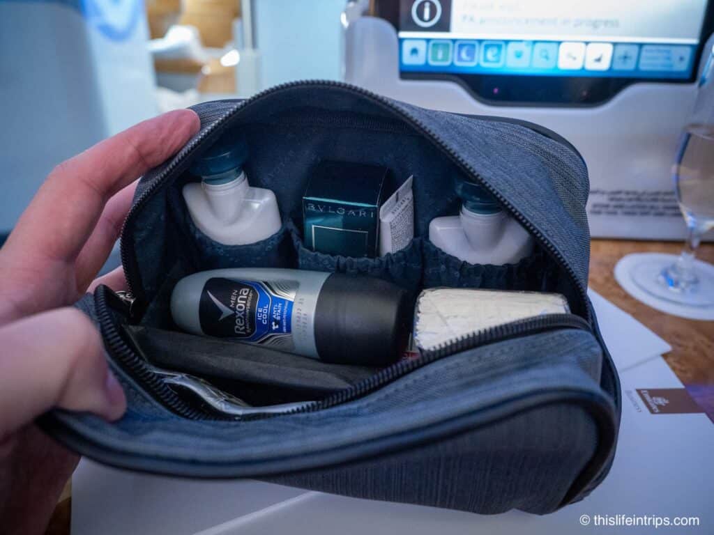 Inside the Emirates A380 business class amenities kit