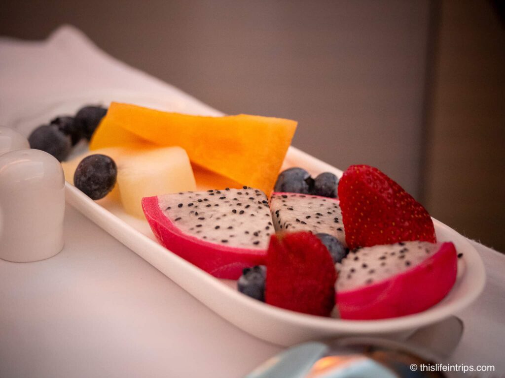 Emirates A380 business class food menu - fresh fruit