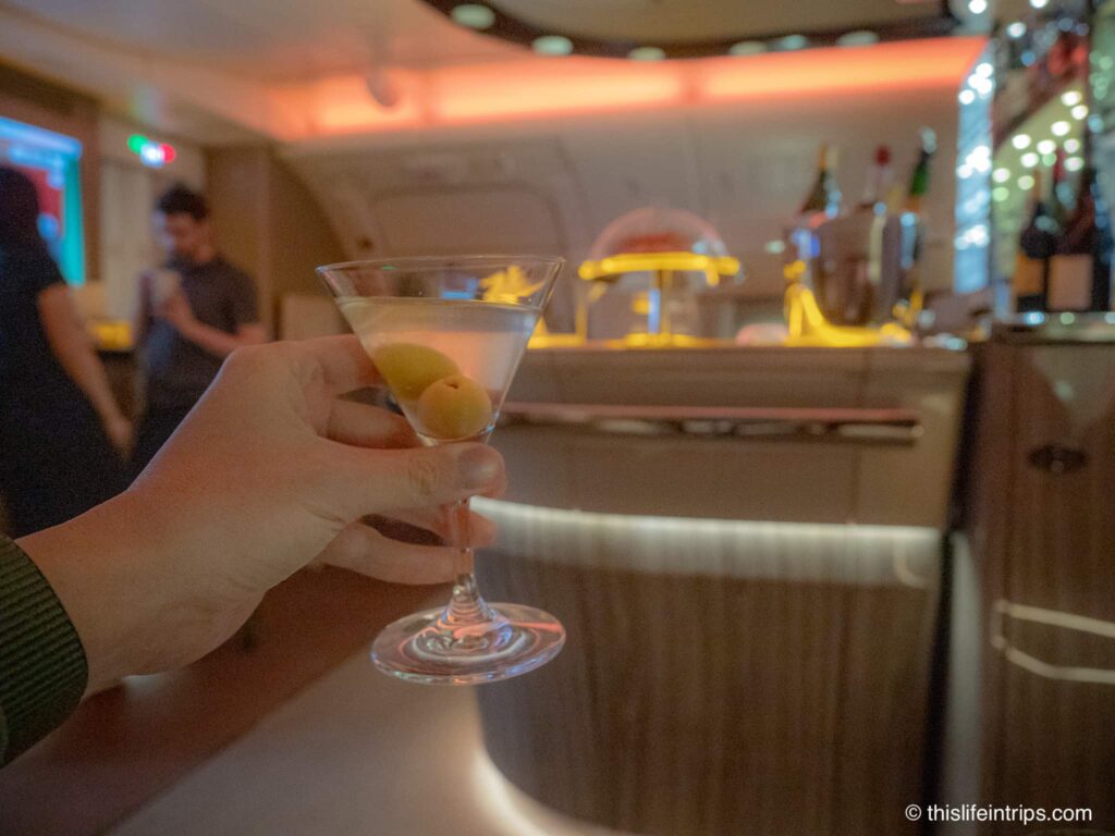 Martini in the emirates a380 business class bar