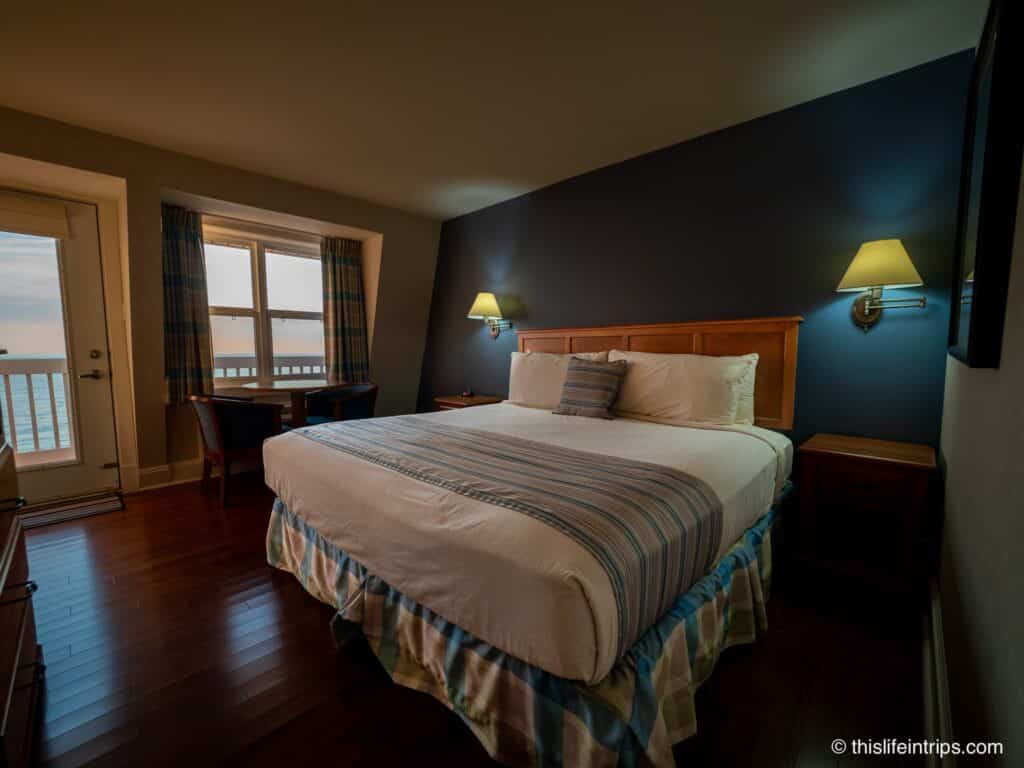 Ocean view bedroom at the West Point Lighthouse inn