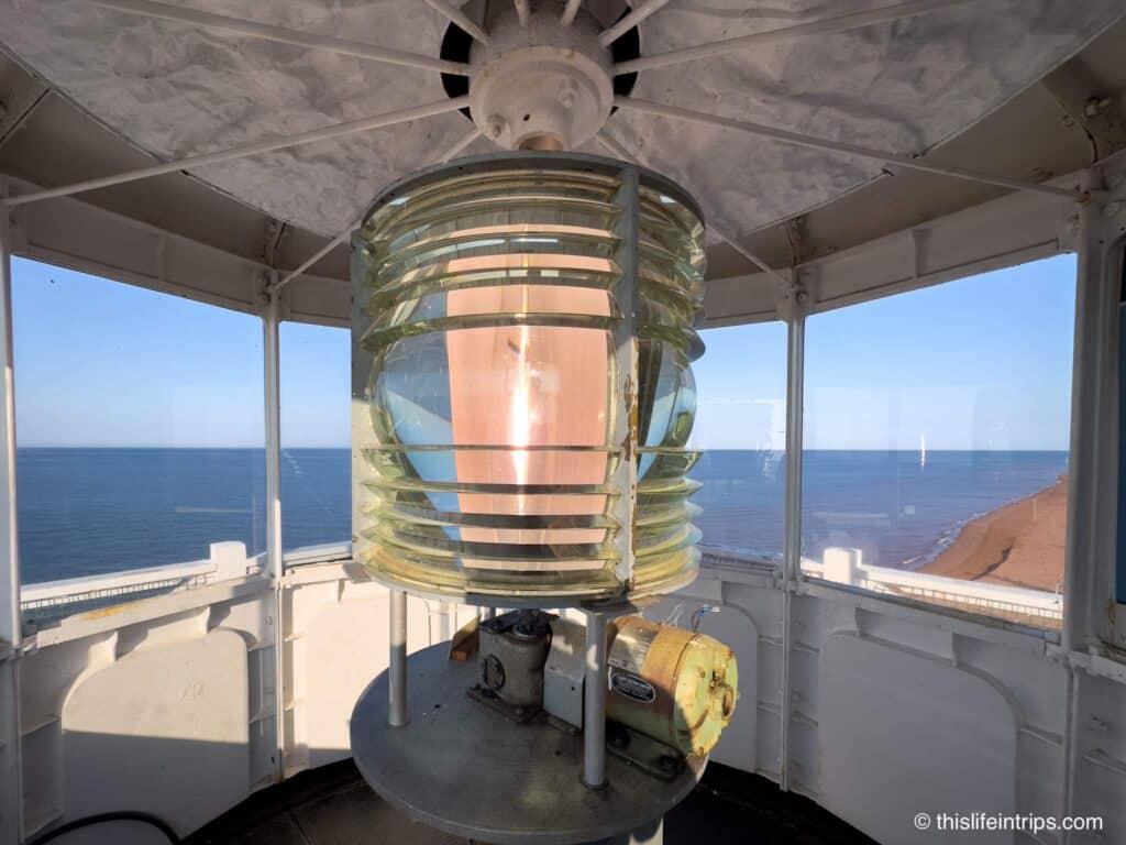 Functioning light at the top of the West Point Lighthouse PEI