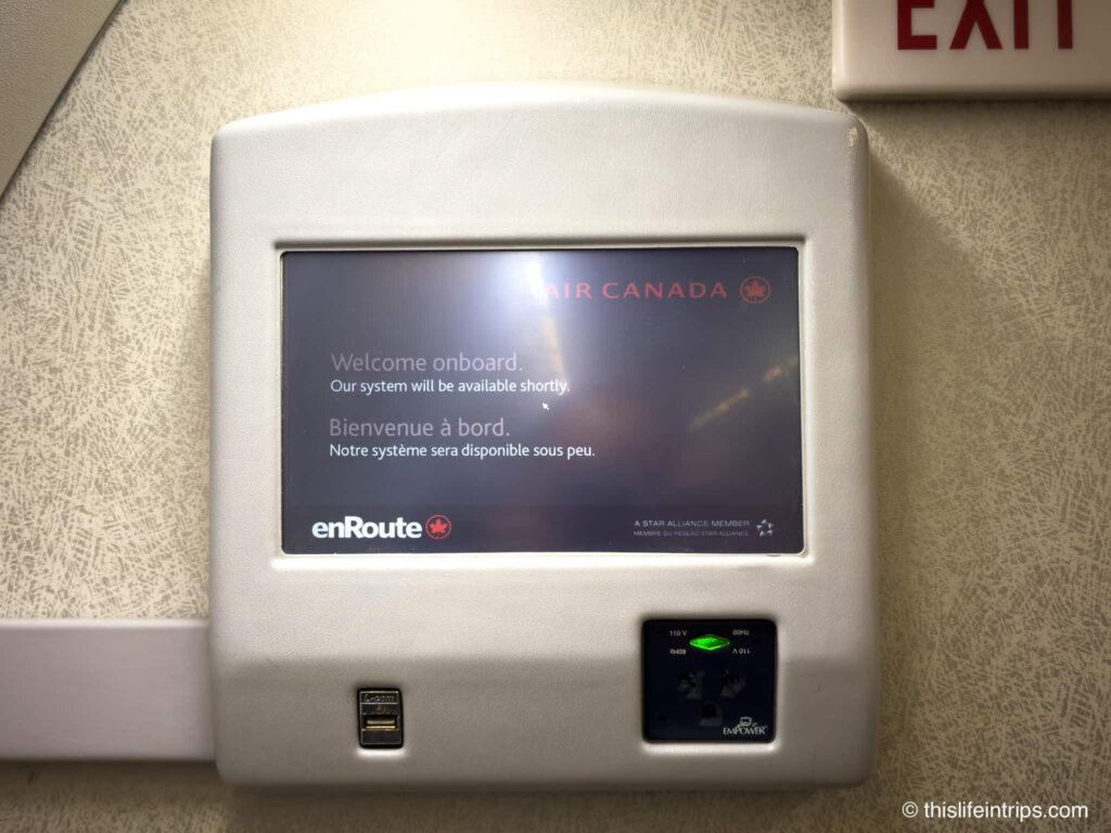 Air Canada CRJ 900 Business Class in-flight entertainment system