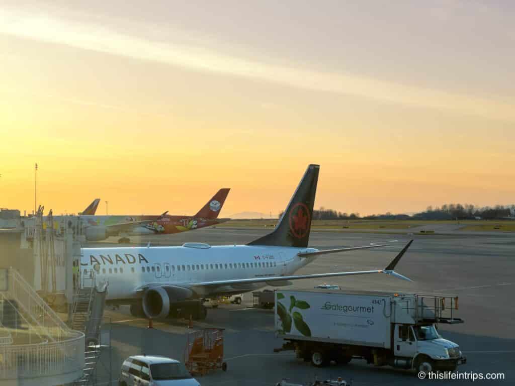 YVR Sunset with Boeing 737 Max 8 Air Canada at gate