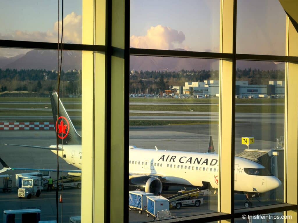 Boeing 737 Max 8 Air Canada flight at gate 74 in Vancouver