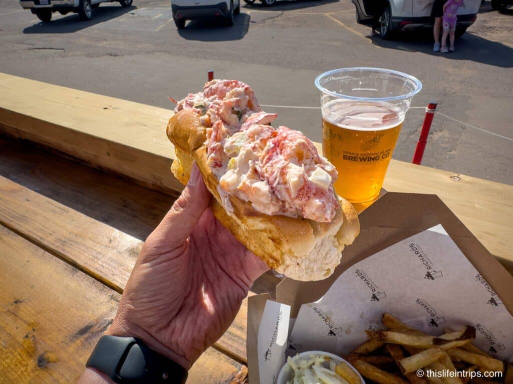 Loaded lobster roll at Richards, PEI