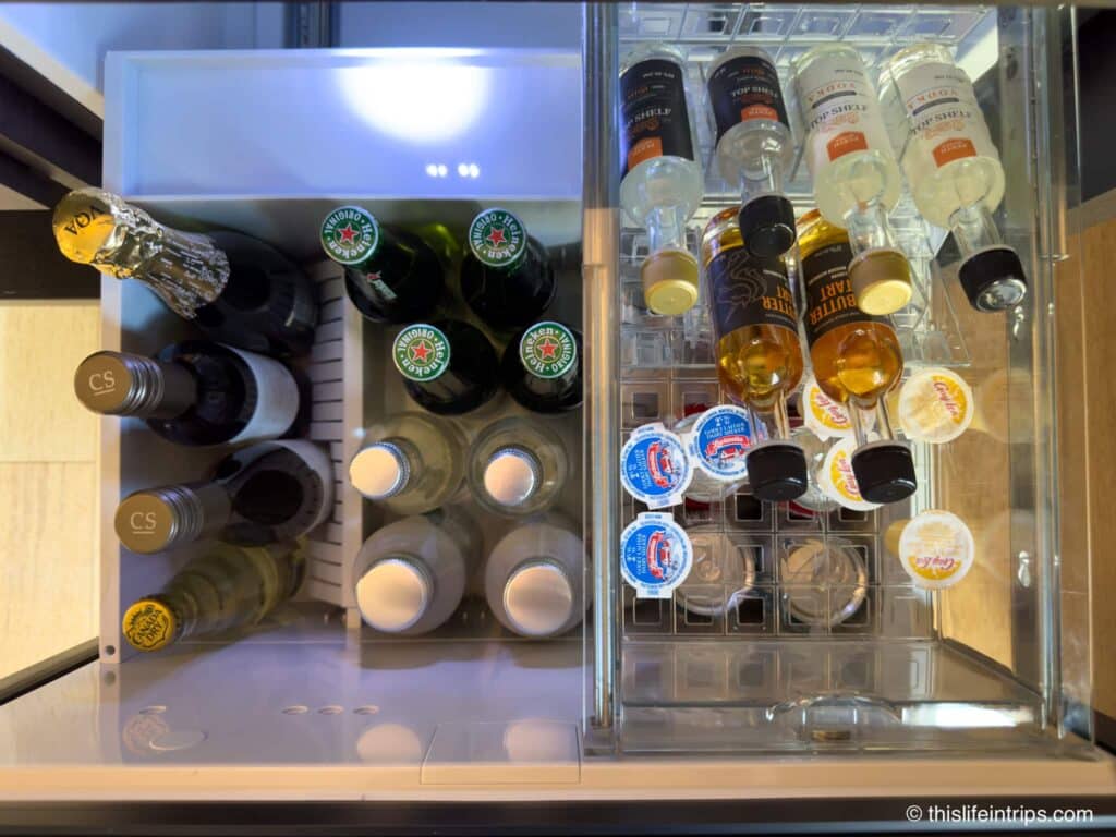 Mini bar with premium drinks in Le Germain Ottawa rooms
