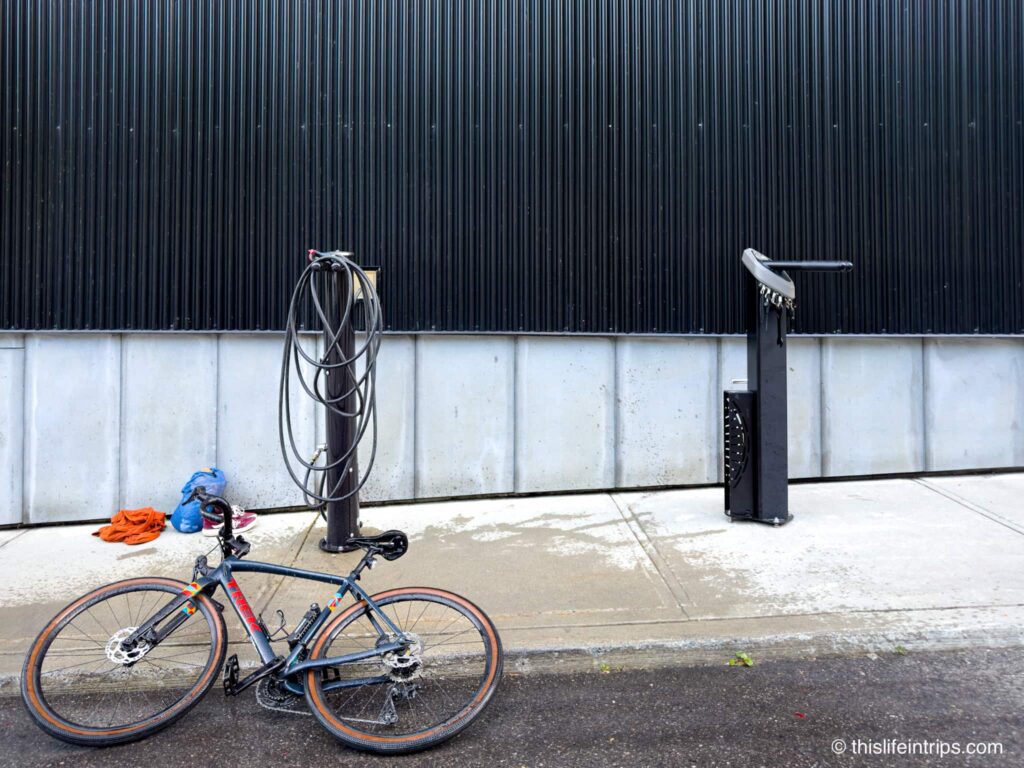 bike cleaning station at the Hew and Draw Hotel in Corner Brook Newfoundland