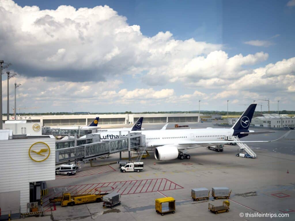 New Lufthansa A350-900 paint job at gate at MUC airport