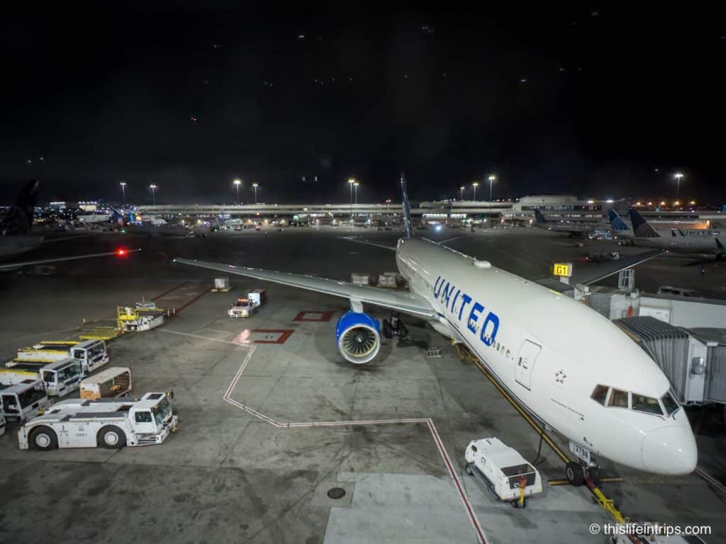 United Polaris 777 at SFO gate
