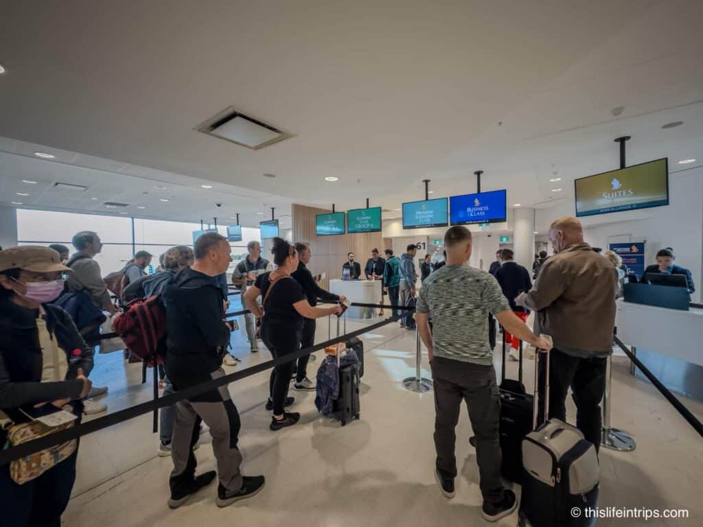 Singapore Airlines a380 Business Class passengers waiting to board in Sydney