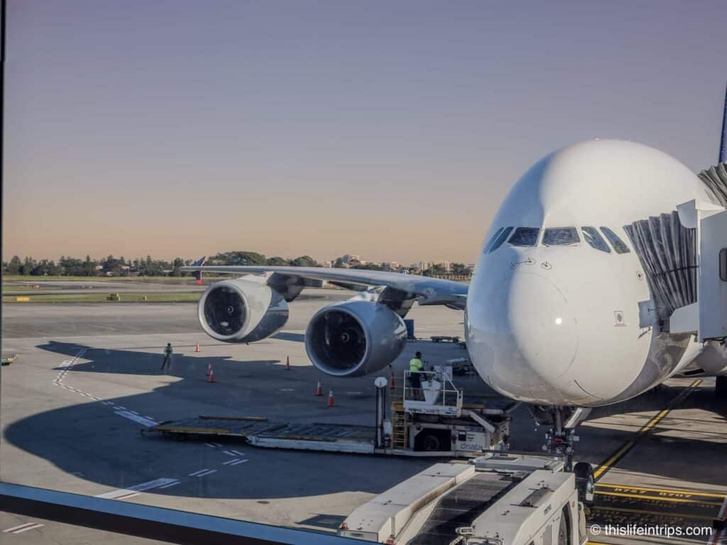 Singapore Airlines A380 at gate in Sydney