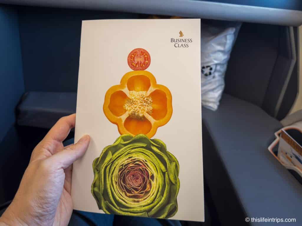 Singapore Airlines a380 Business Class Menu