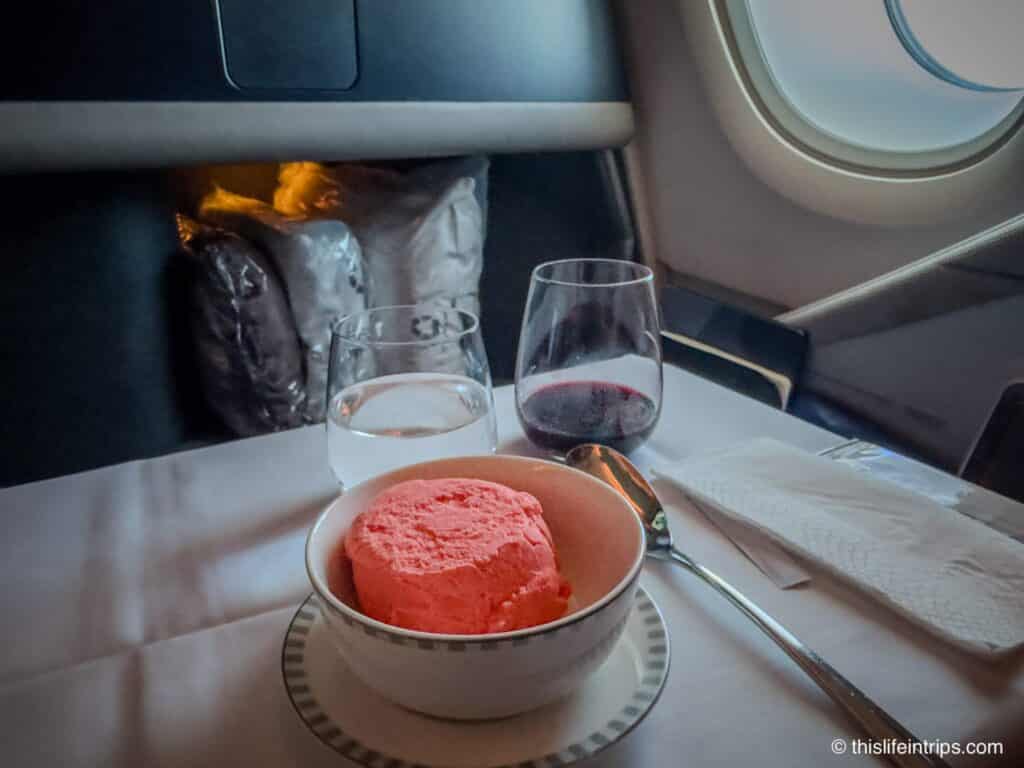 Sorbet on Singapore Airlines a380 Business Class
