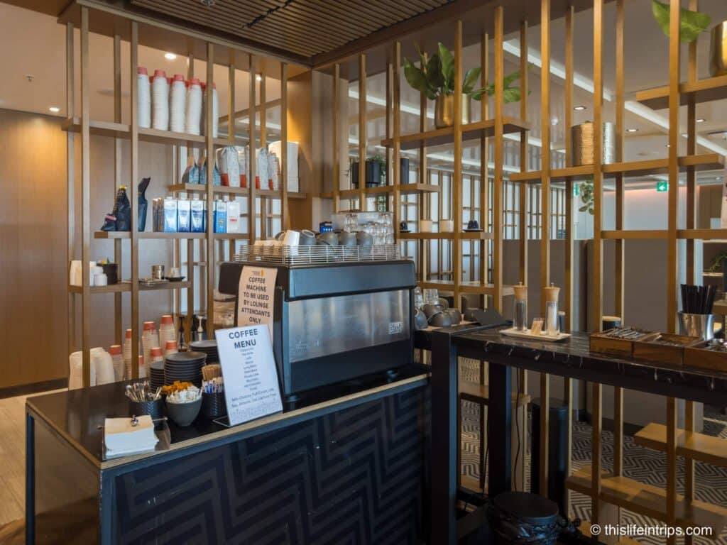 Barista station at the Singapore Airlines Silverkris lounge Sydney