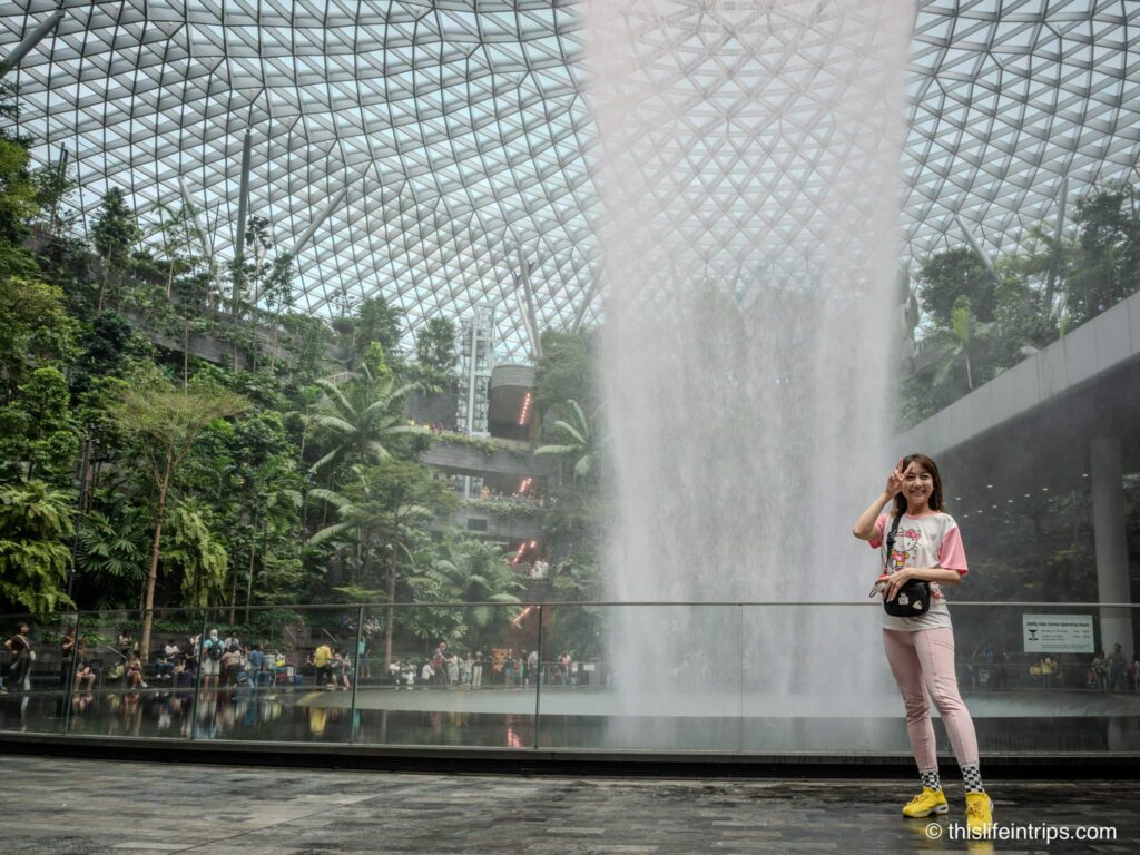 Photo ops near the YotelAir Singapore Airport Jewel waterfall