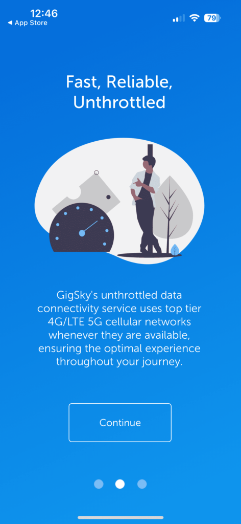 esim gigsky welcome banner displaying benifits
