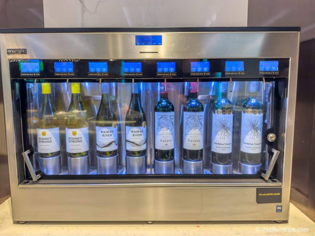 Wine vending machine at the the SilverKris Lounge