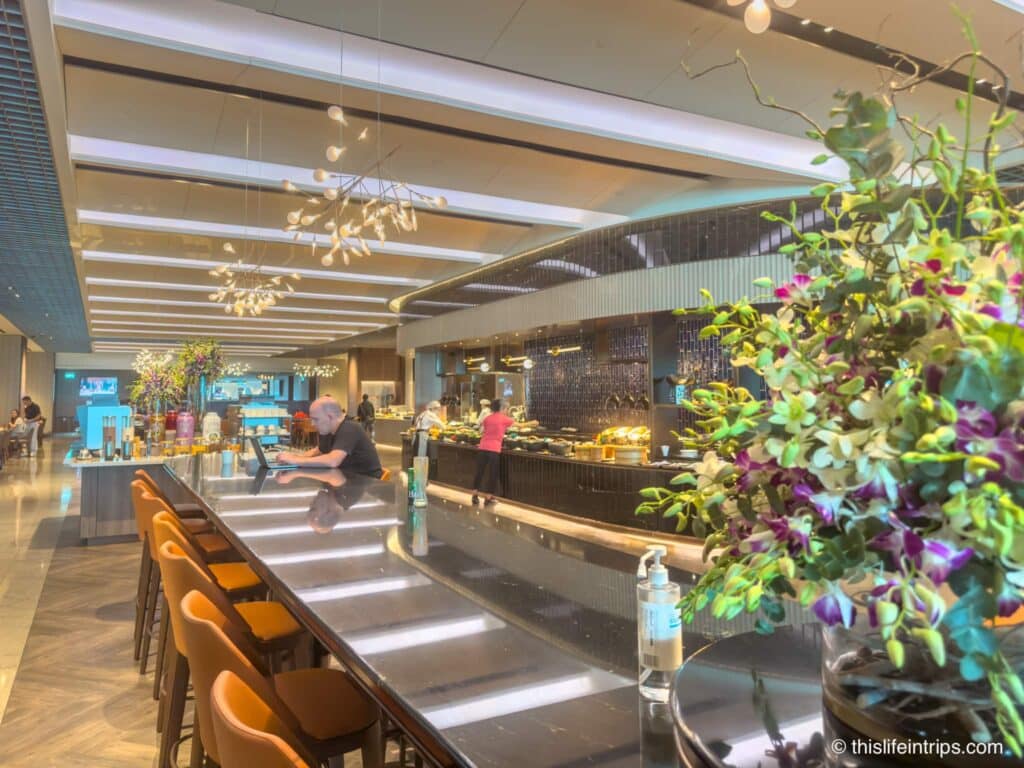bar seating at the SilverKris lounge in Singapore