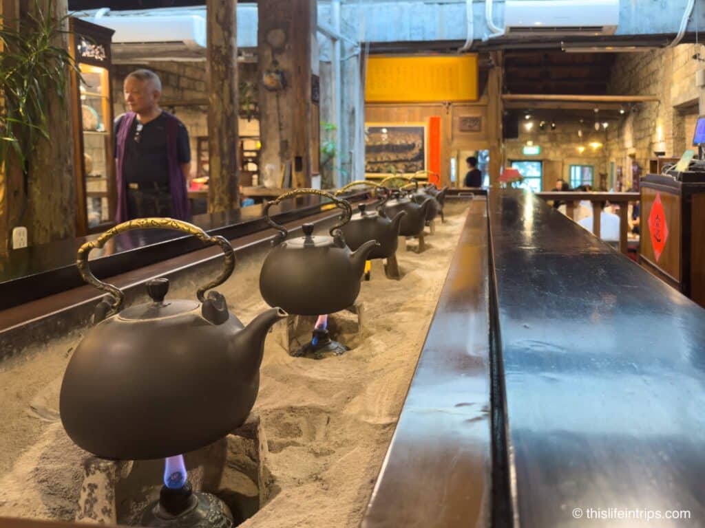 Tea kettles at tea house in Jiufen, Taiwan