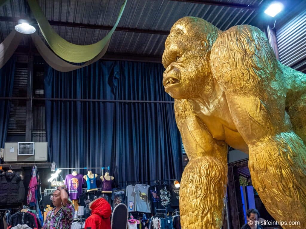Gold gorilla sculptor at Changchun Creative Park in Bangkok