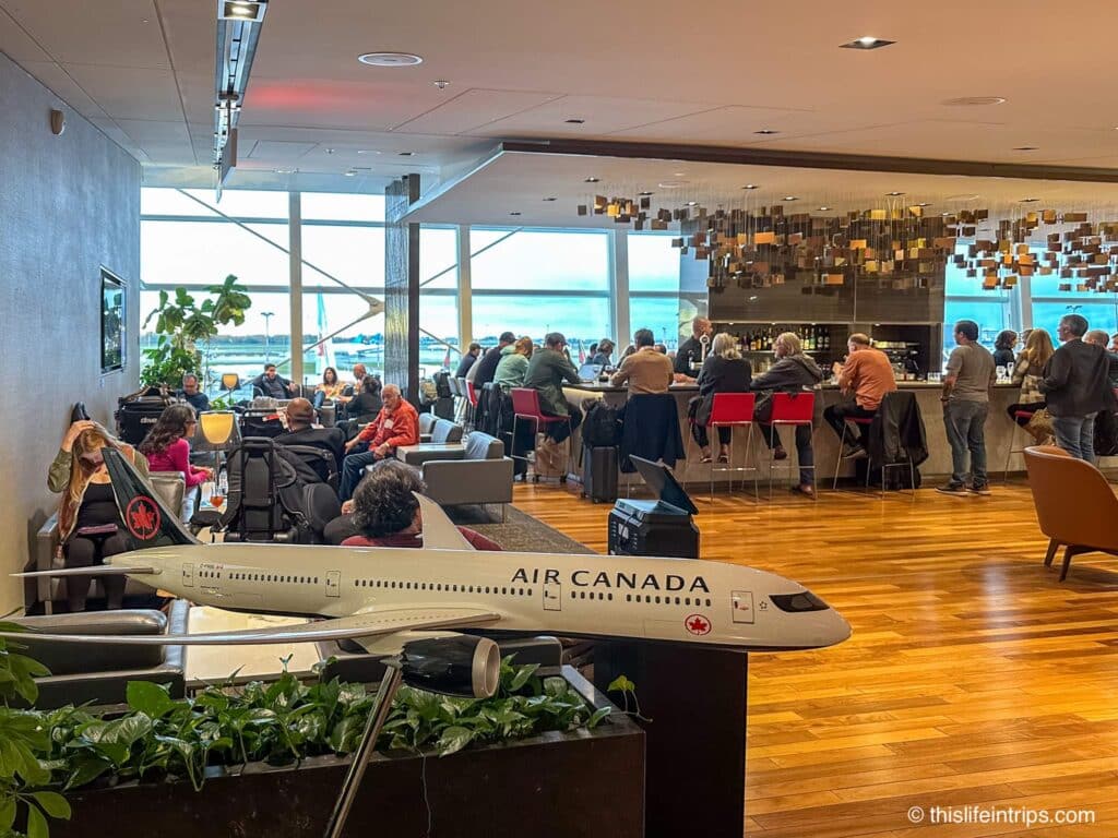 Inside the the Maple Leaf Lounge Montreal in the international terminal