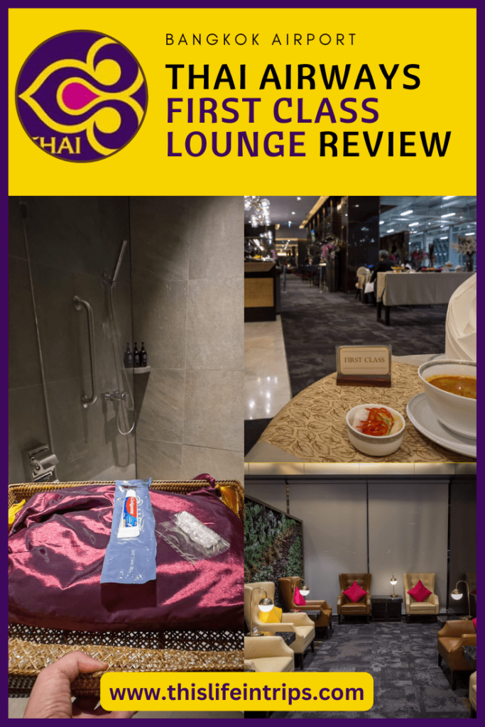 Thai Airways first class lounge review shareable pinterest image