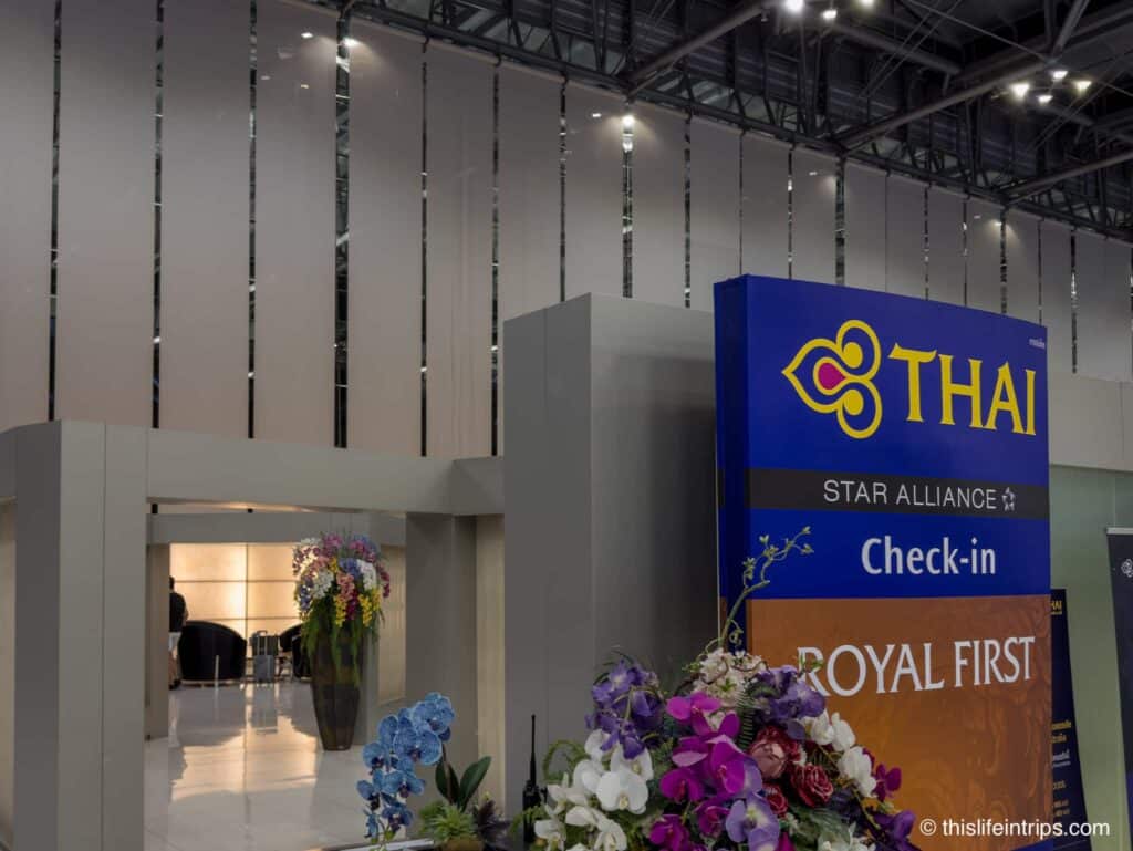 Thai Airways first class dedicated check-in at Bangkok airport