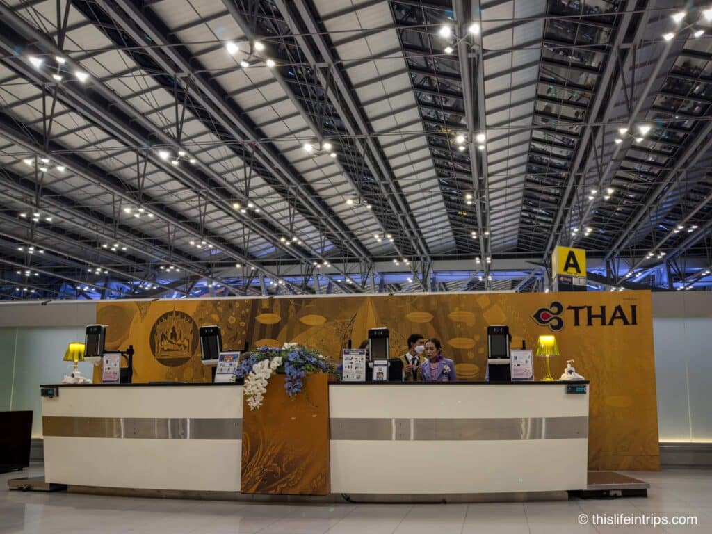 Thai Airways first class dedicated check-in counter at Bangkok airport