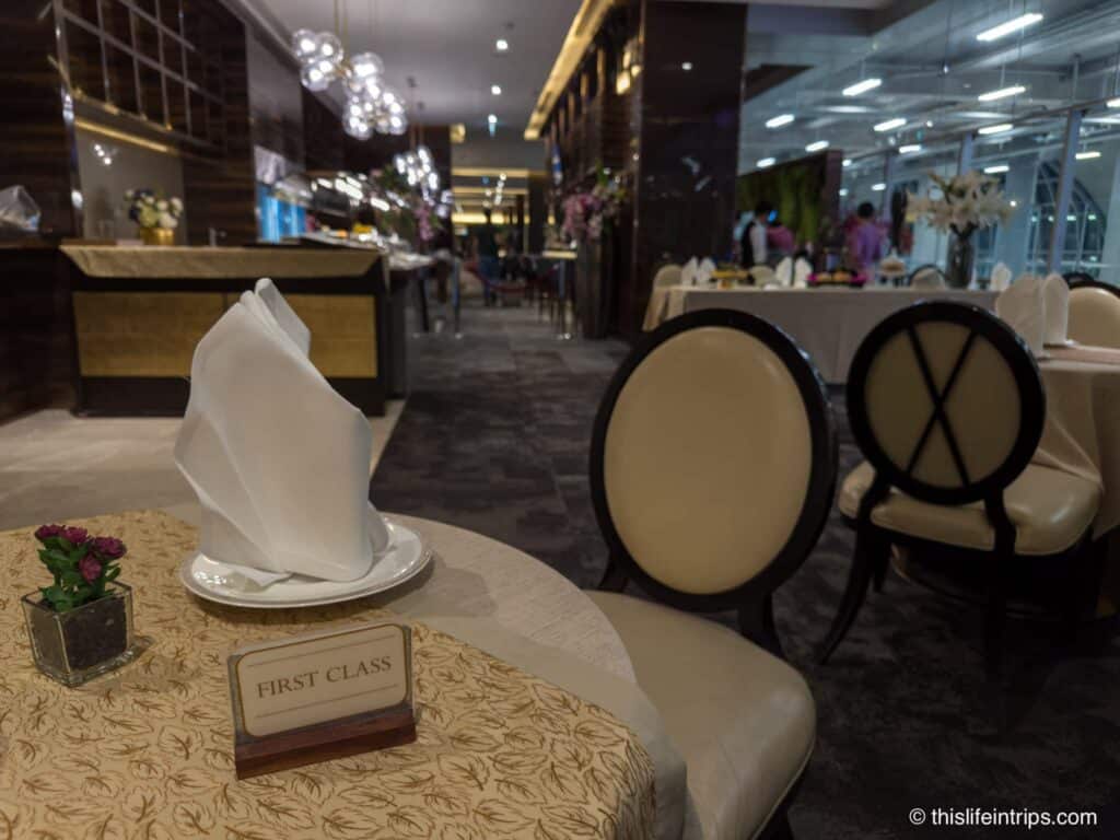 Thai Airways First Class Lounge dining table