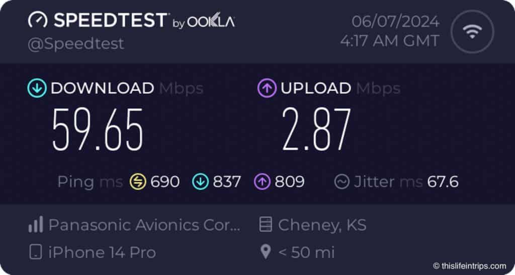 Thai Airways first class internet speeds