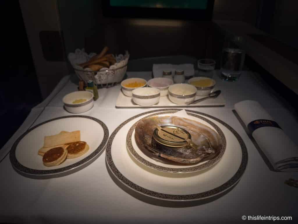 Thai Airways First Class caviar