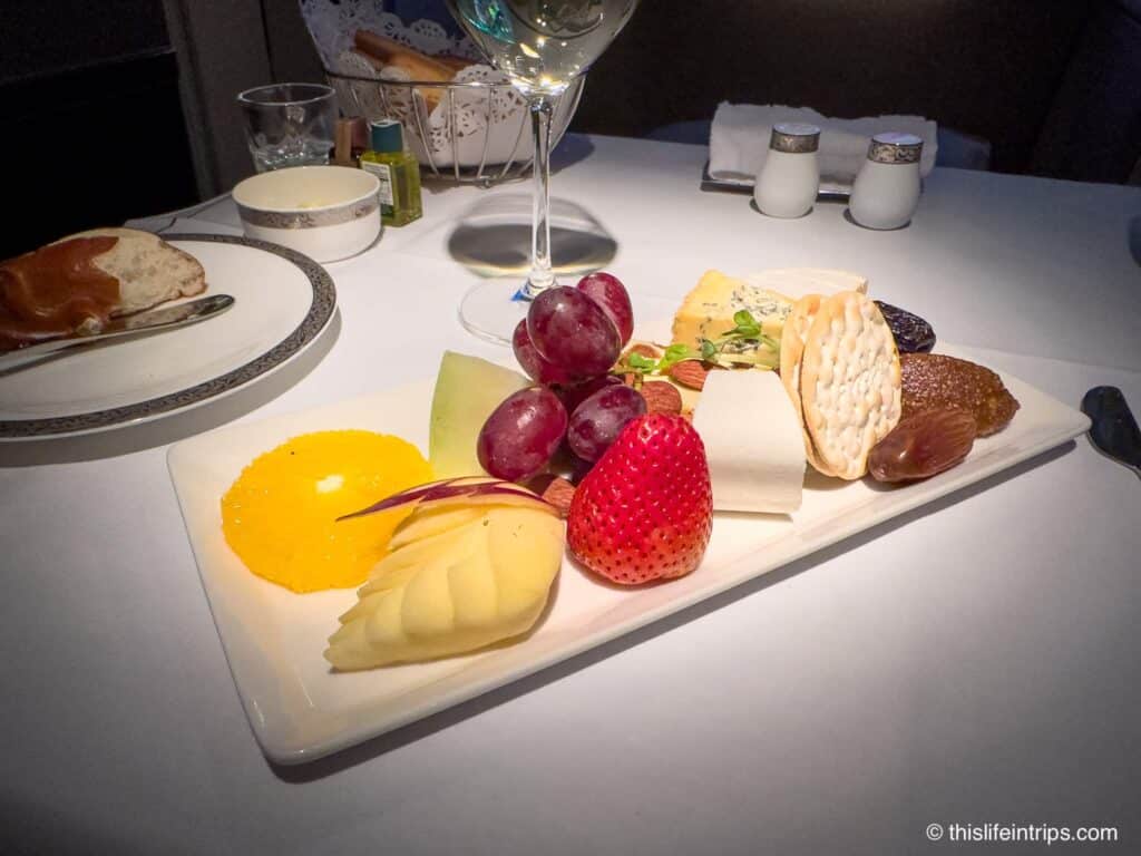 Thai Airways First Class meal - cheese plate