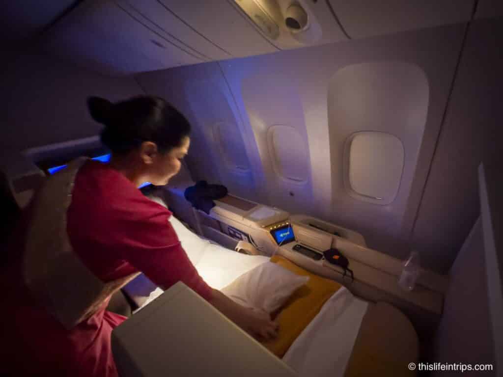 Thai Airways First Class turn-down service