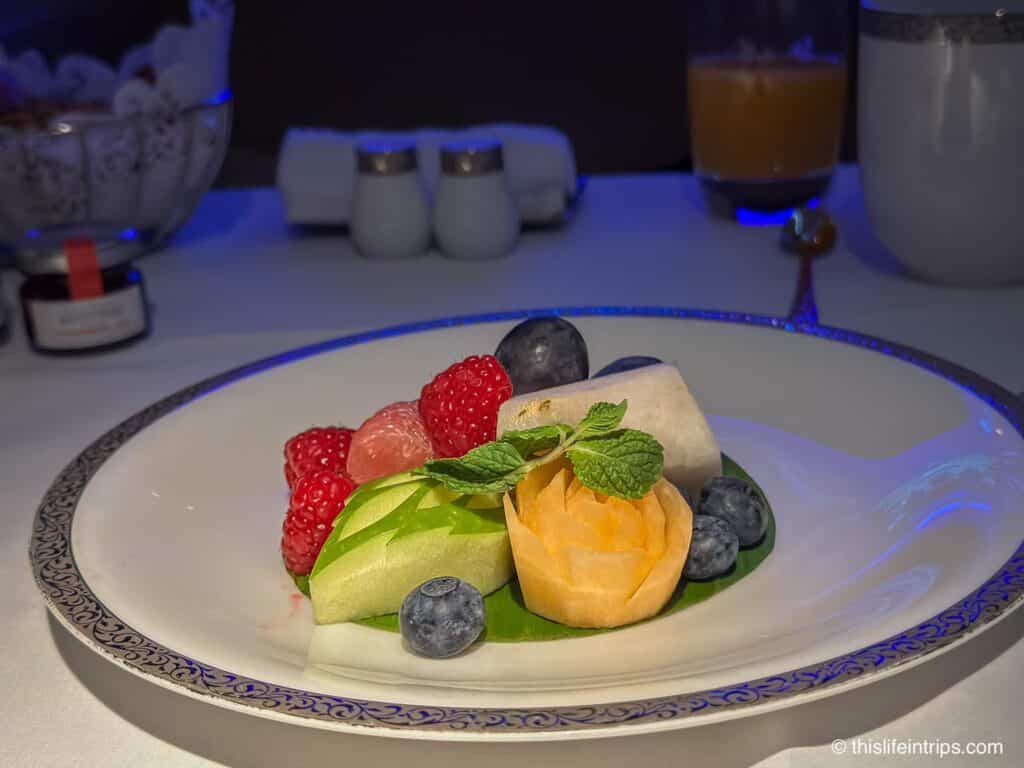 Thai Airways First Class meal - fruit plate