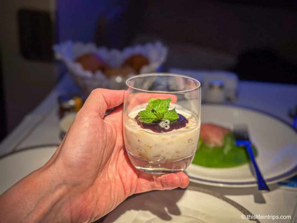 Thai Airways First Class meal - chia pudding