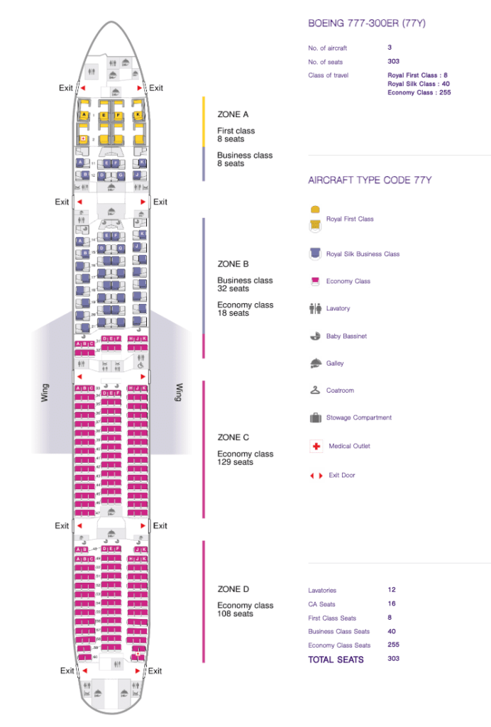 Thai Airways 777-300ER seat map