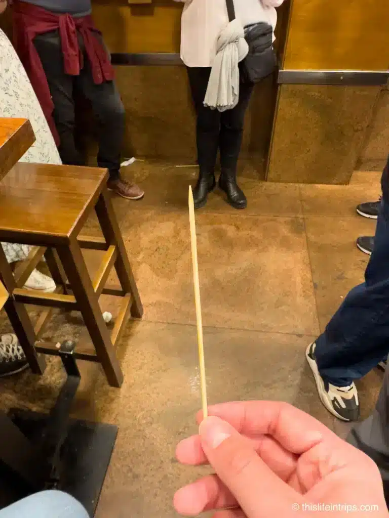 And holding up an empty toothpick inside a tapas bar and send Sebastian Spain