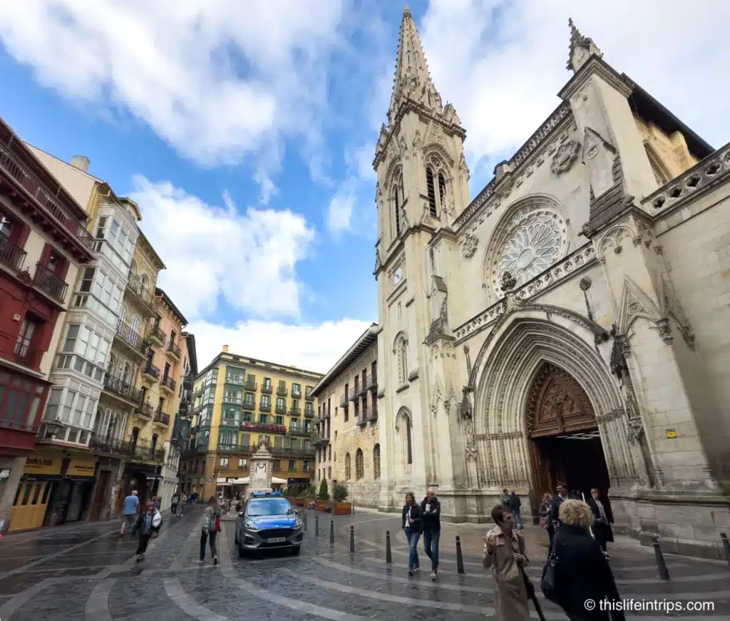 Santiago Cathedral exterior in Bilbao Spain