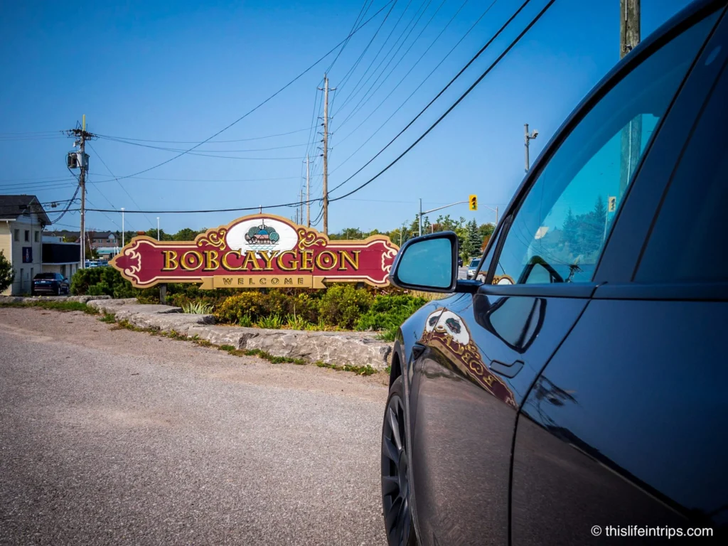Car parked at the Bobcaygeon sign